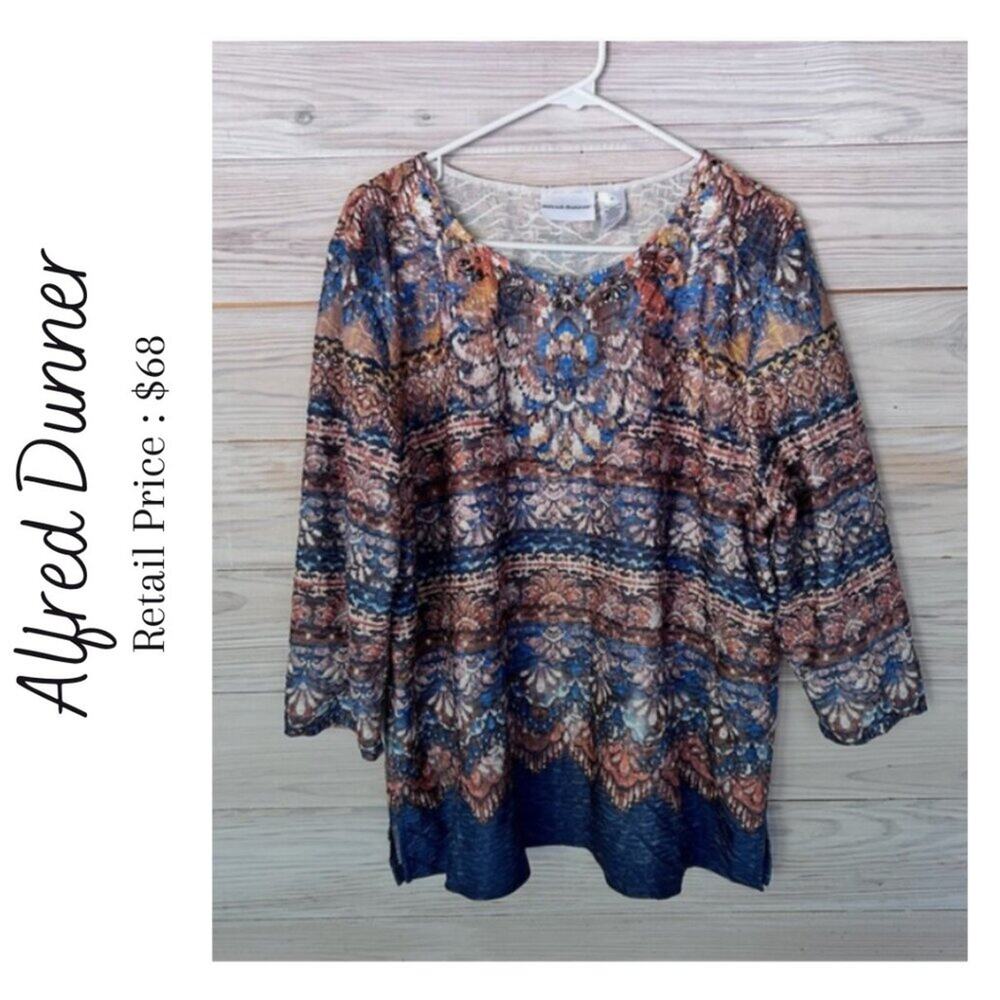 NWOT Alfred Dunner Crepe Fall Nights Top Size XL